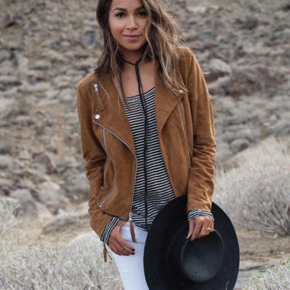 PAIGE Tiana Suede Jacket in Saddle Brown